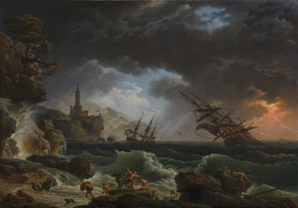 Claude-Joseph Vernet<br> A Shipwreck in Stormy Seas