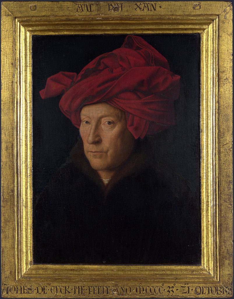 Jan van Eyck, Portrait of a Man (Self Portrait?), 1433, National Gallery, London, UK.